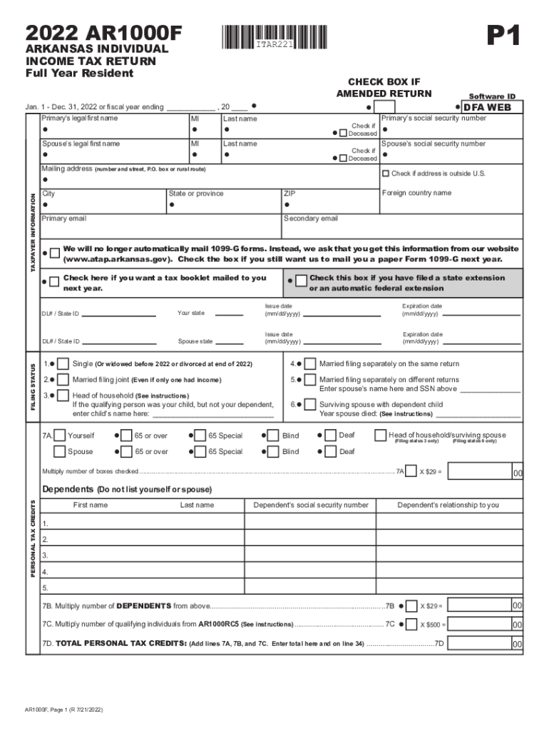 2022 2024 Form AR DFA AR1000F Fill Online Printable Fillable Blank