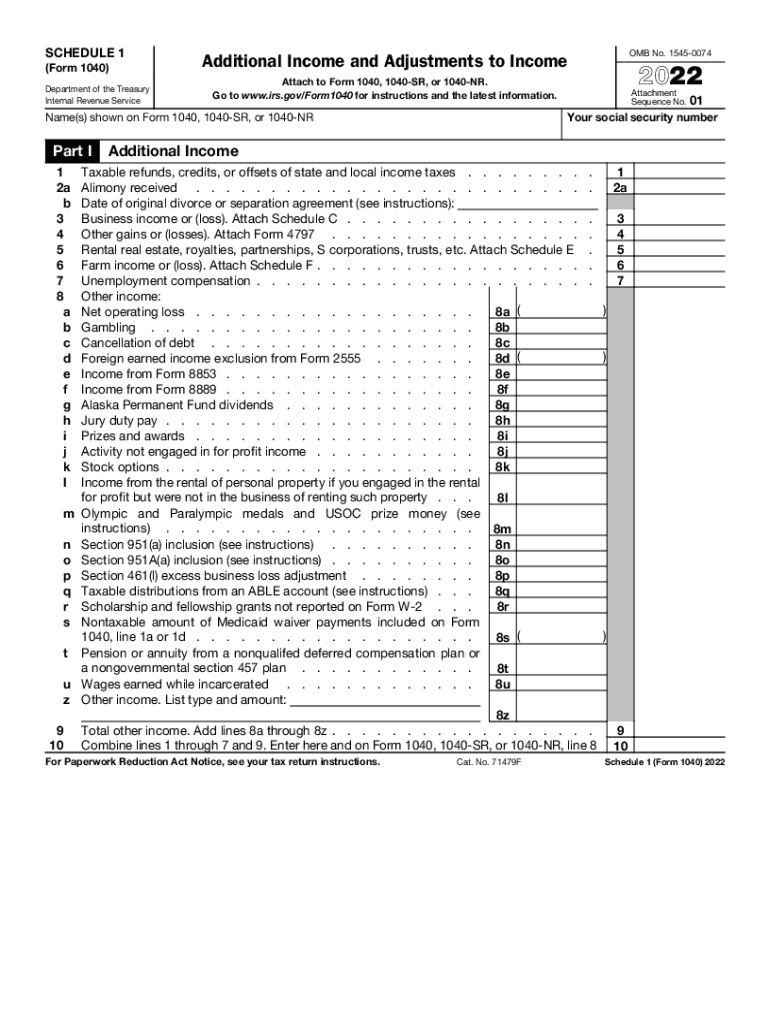 2022 Form 1040 Schedule 1 Fill Out Sign Online DocHub