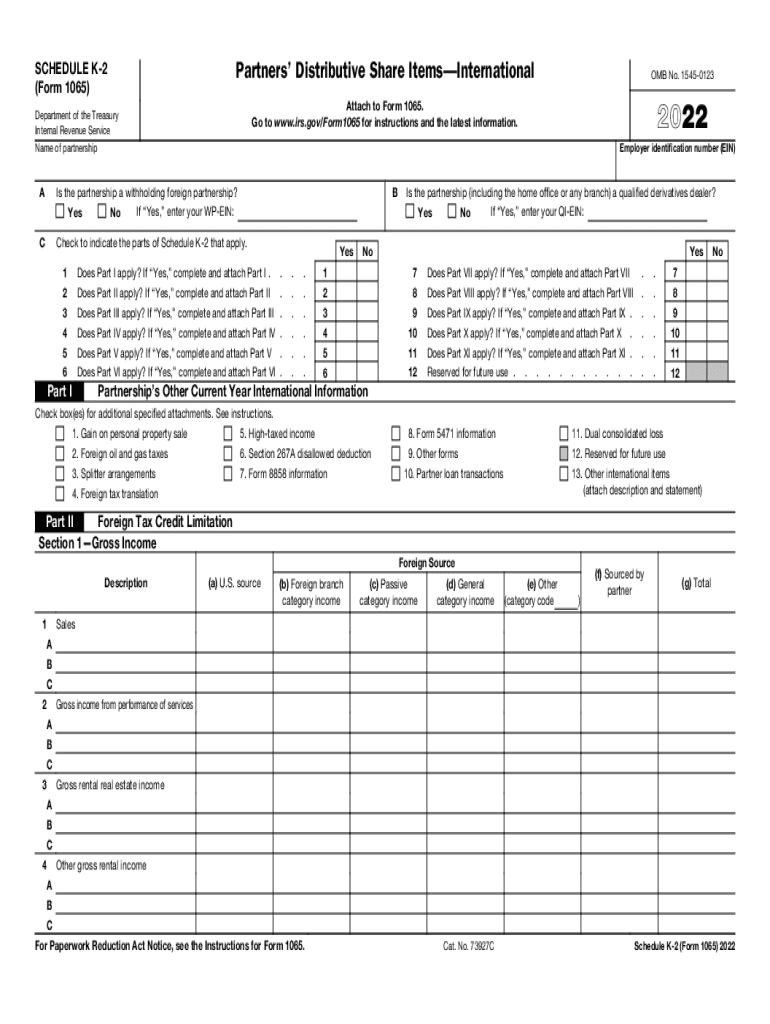 2022 Form IRS 1065 Schedule K 2 Fill Online Printable Fillable 