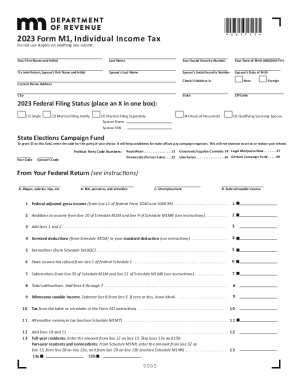 2023 Form M1 Individual Income Tax Return Fill And Sign Printable