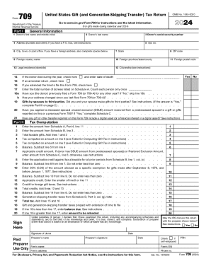 2024 Form 709 United States Gift and Generation Skipping Transfer 