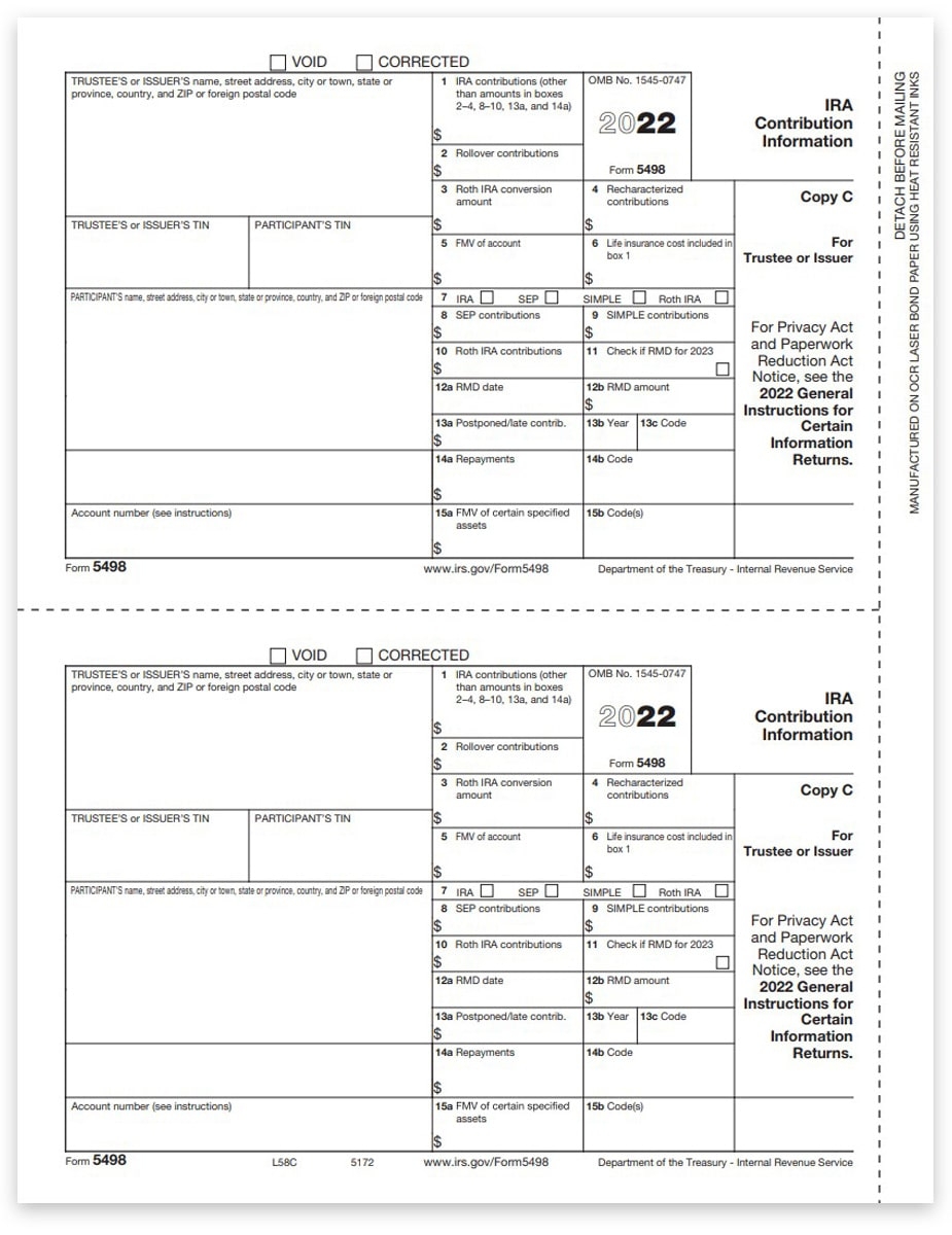 5498 Tax Forms For IRA Contributions Issuer Copy C ZBPforms