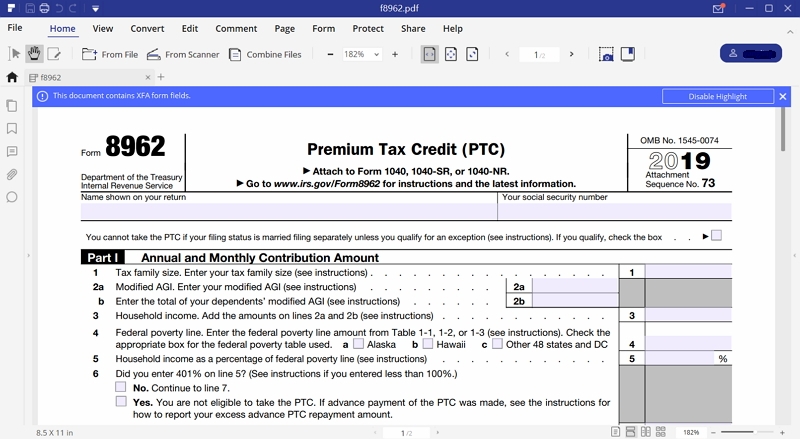 8962 Form 2021 Printable