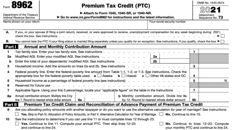8962 Form 2024 2025 Premium Tax Credit IRS Forms TaxUni