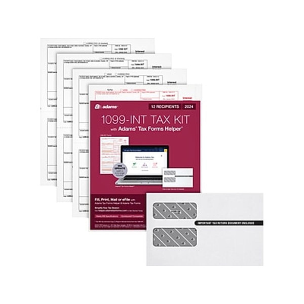 Adams 2024 1099 INT Tax Form With Self Seal 4 Part Envelope 12 Ct 