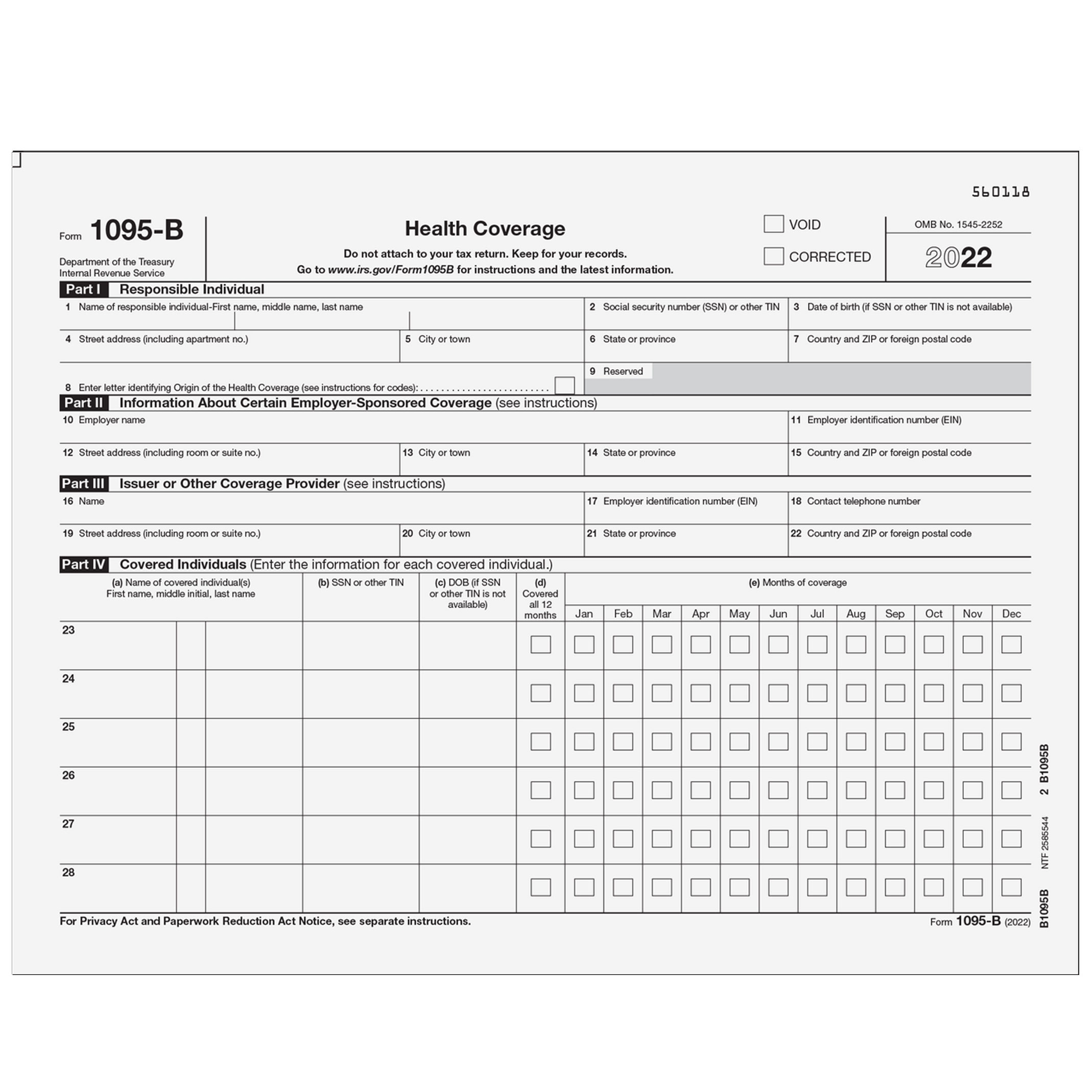Affordable Care Act Form 1095 B
