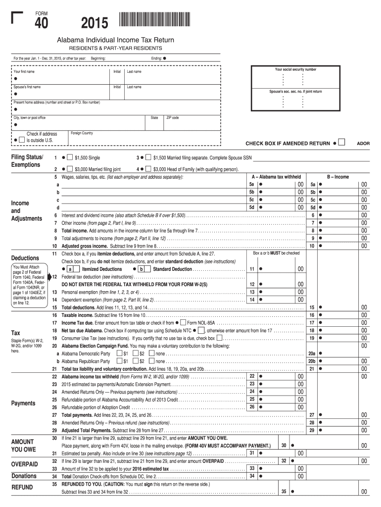 Alabama Income Tax Complete With Ease AirSlate SignNow