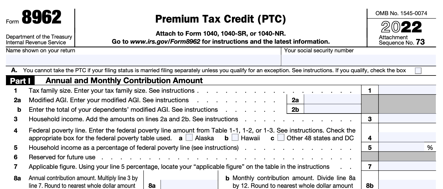 All About IRS Form 8962 And Calculating Your Premium Tax Credit Nasdaq