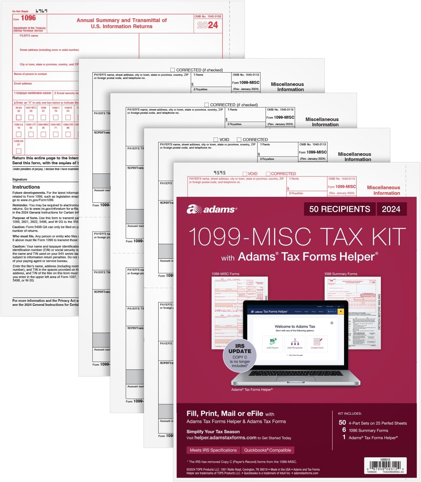 Amazon Adams 2024 W2 Tax Forms 2024 6 Part Laser Inkjet Tax