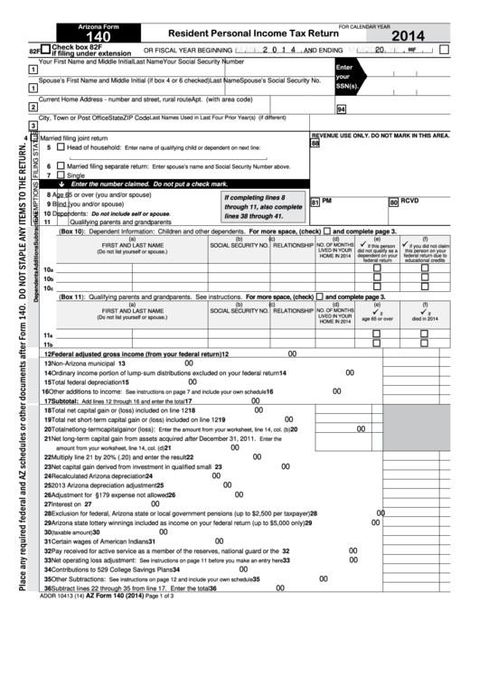 Arizona Fillable Form 140 Printable Forms Free Online