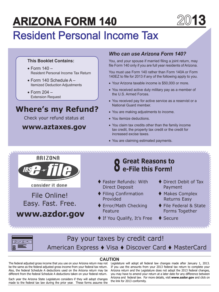 Arizona Fillable Tax Form 140 Printable Forms Free Online