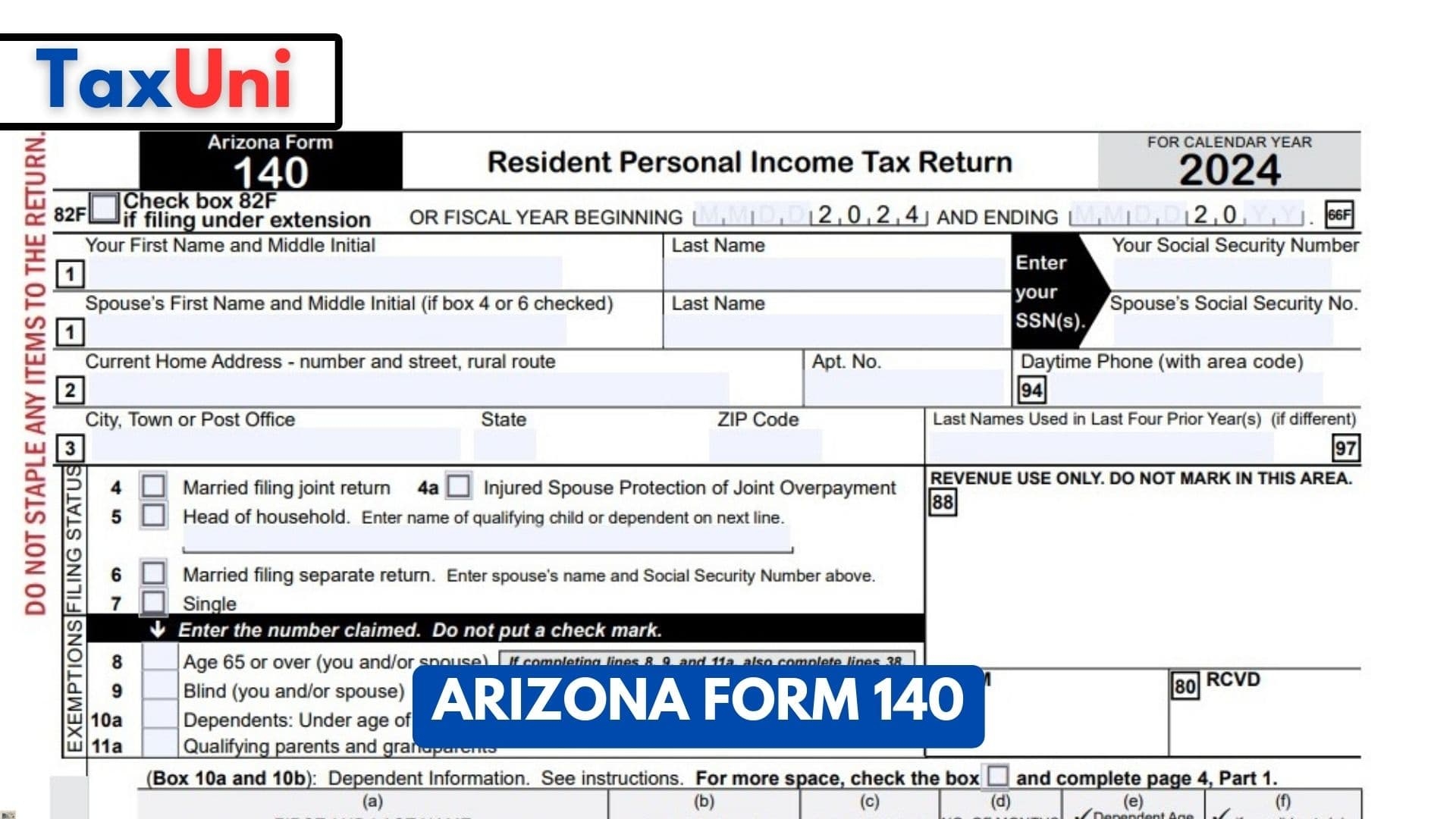 Arizona Form 140 2024 2025