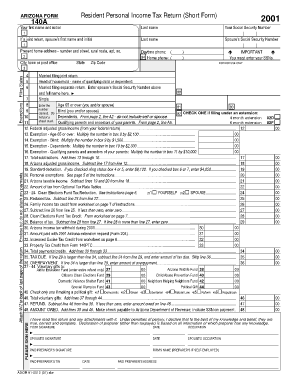 ARIZONA FORM 140 Resident Personal Income Tax Www aztaxes gov Fill 