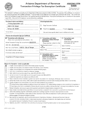 Arizona Form 5000 Fill And Sign Printable Template Online