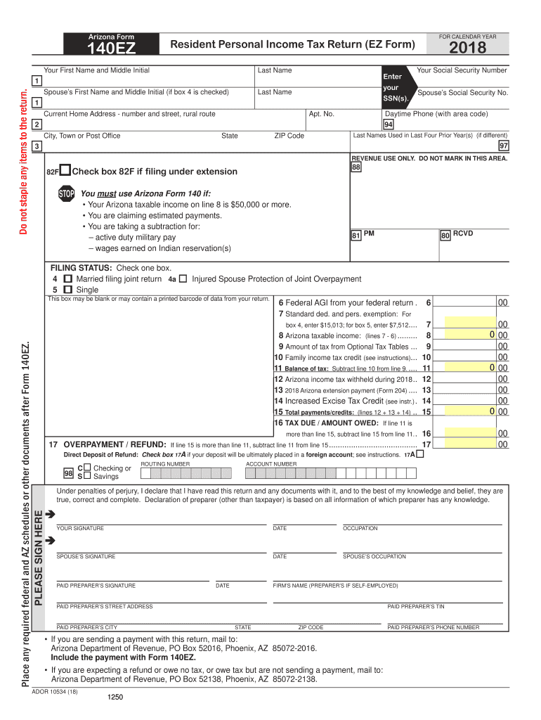Arizona Tax S 2018 2025 Form Fill Out And Sign Printable PDF Template 