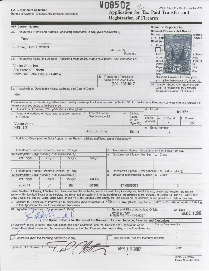 Atf Form 1 Example Sbr