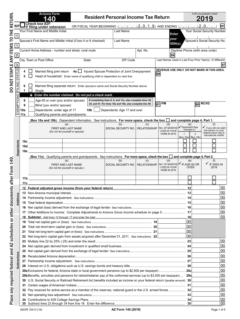 AZ Form 140 2019 Fill Out Tax Template Online US Legal Forms