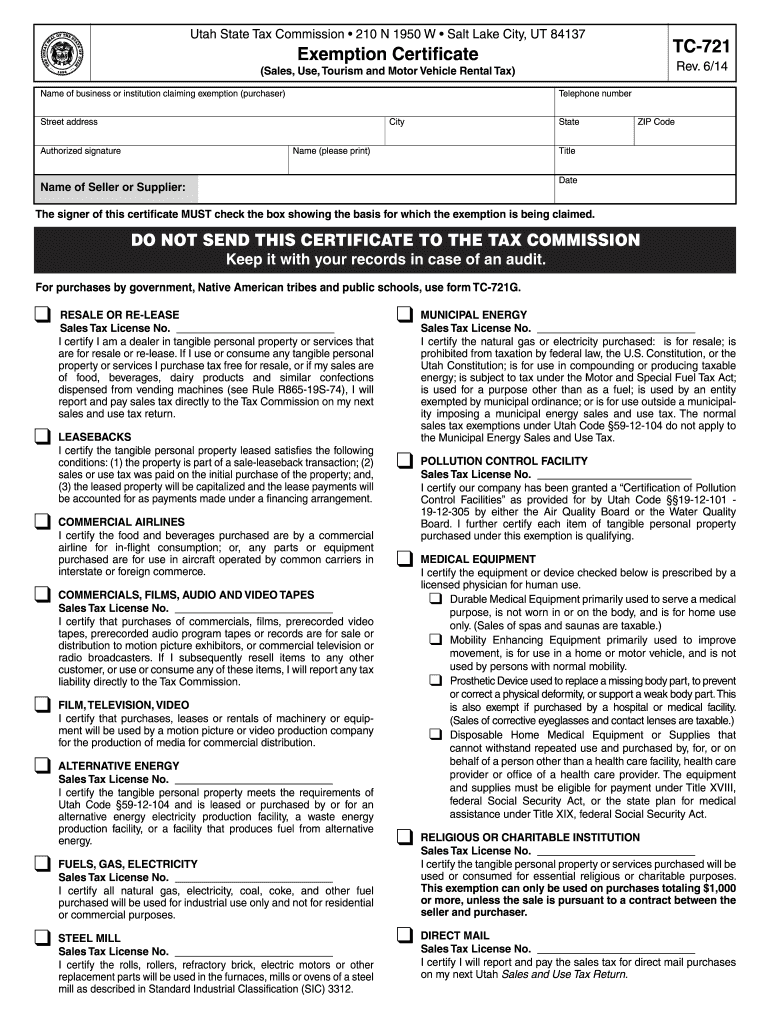Blank Utah Tax Exempt Forms Fill Out And Sign Printable PDF Template 
