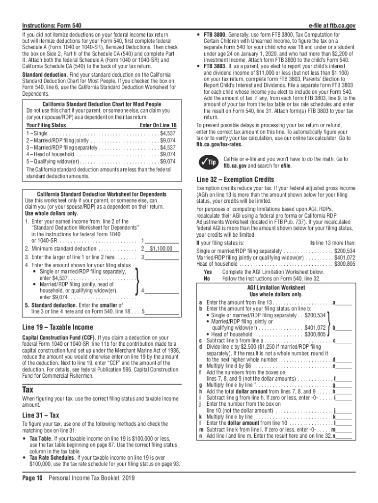 Ca 540 Form 2024 Fill Out Sign Online DocHub