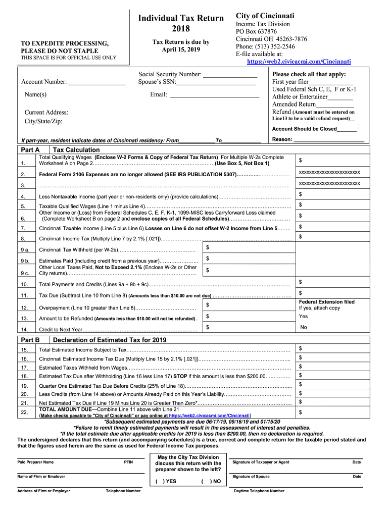 Cincinnati Income Tax Fill Out Sign Online DocHub