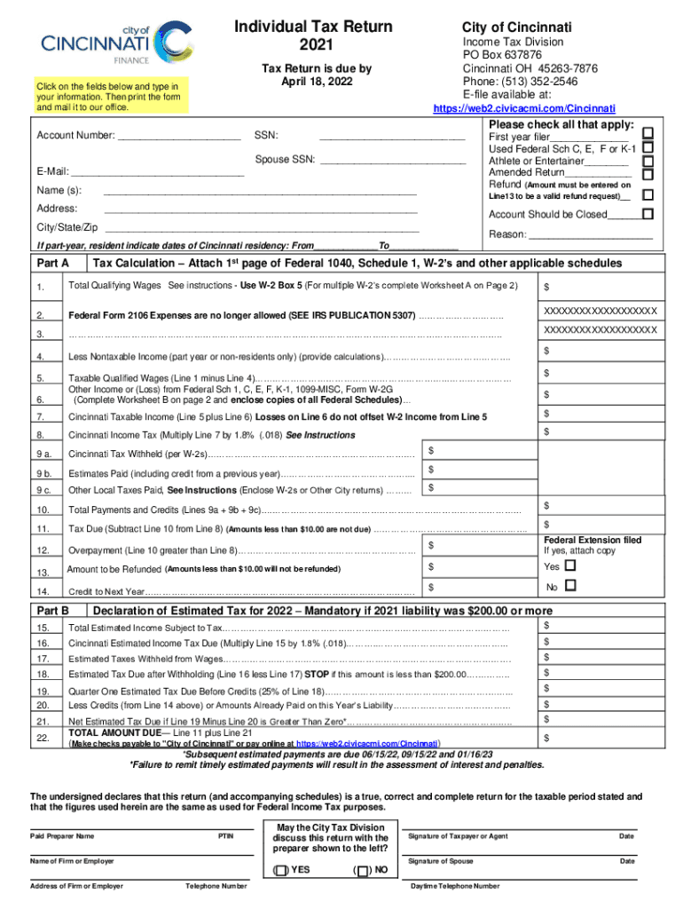 Cincinnati Income Tax Forms Fill Out Sign Online DocHub