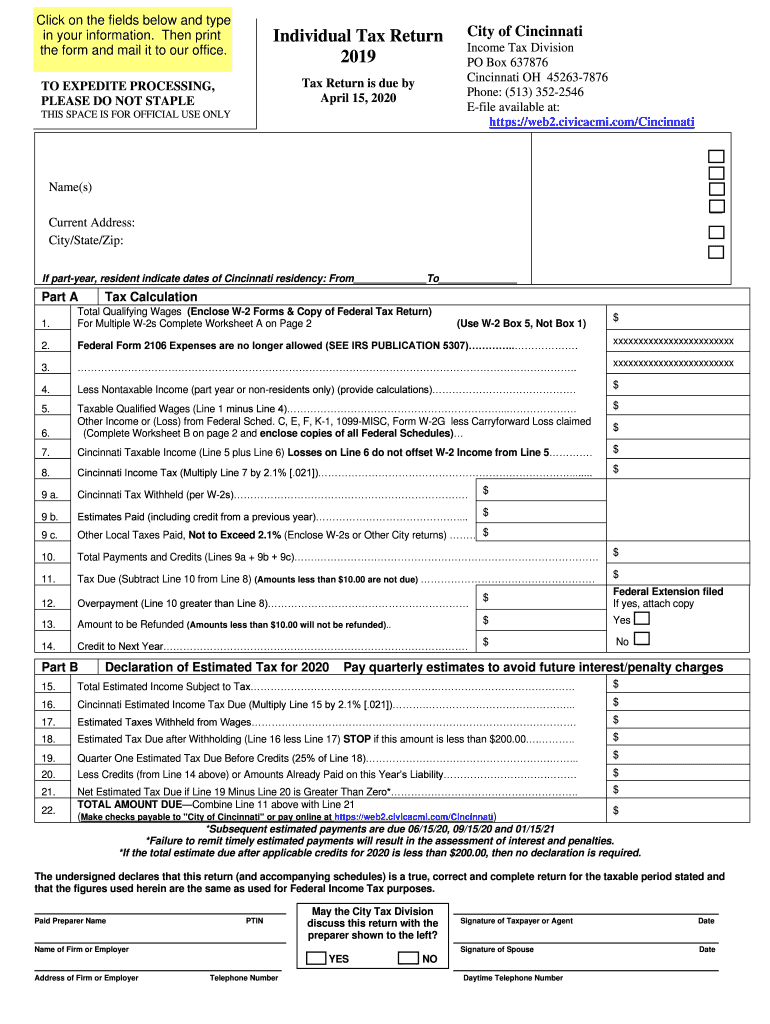 Cincinnati Tax Forms Fill Out Sign Online DocHub