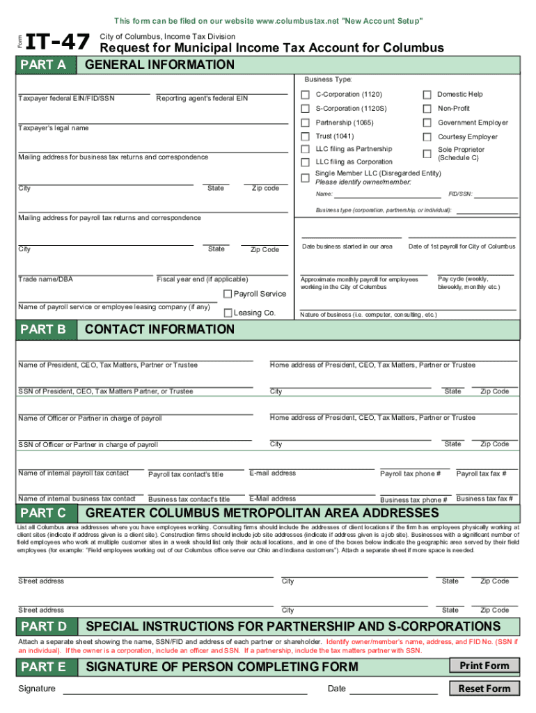 City Of Columbus Tax Forms Fill Out Sign Online DocHub