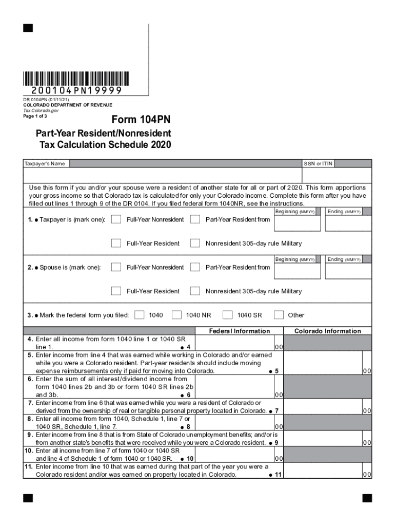 Colorado Tax Form 104 Printable Printable Forms Free Online