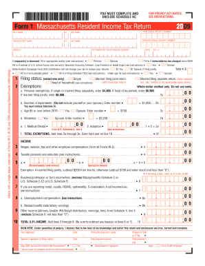 Completable Massachusetts State Income Tax Forms 2009 Fill And Sign