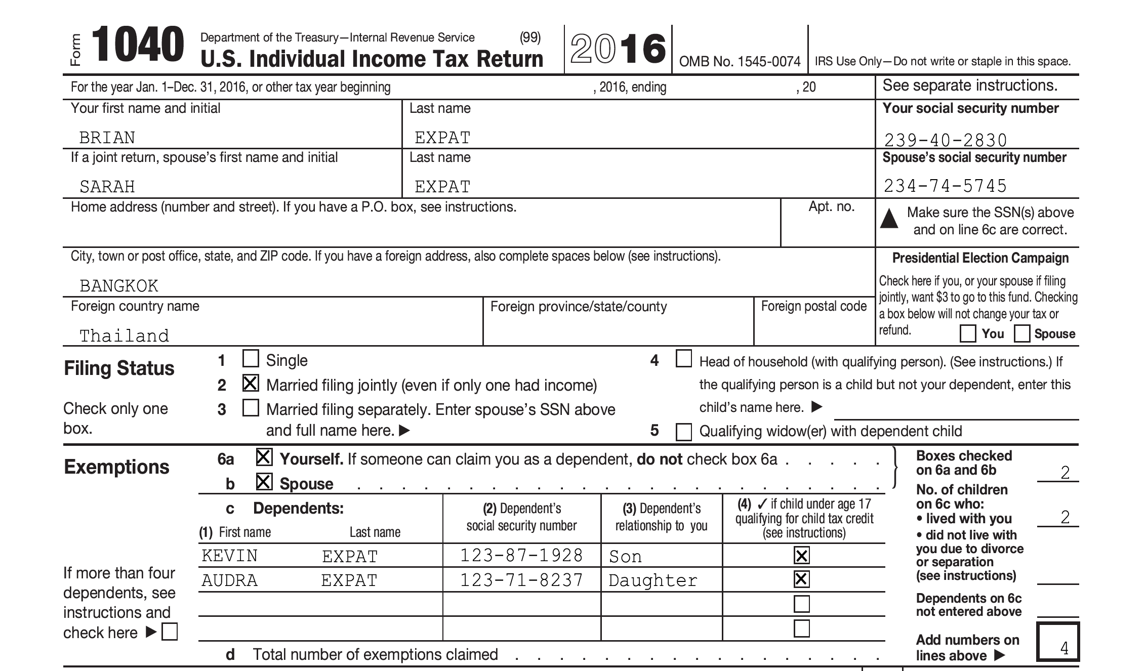 Completing Form 1040 The Face Of Your Tax Return US Expat Taxes