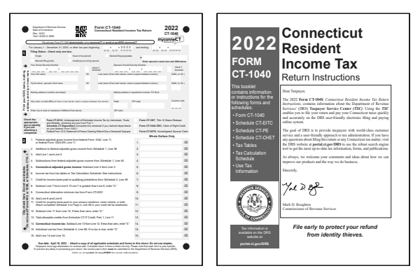 Connecticut Tax Forms And Instructions For 2022 CT 1040 