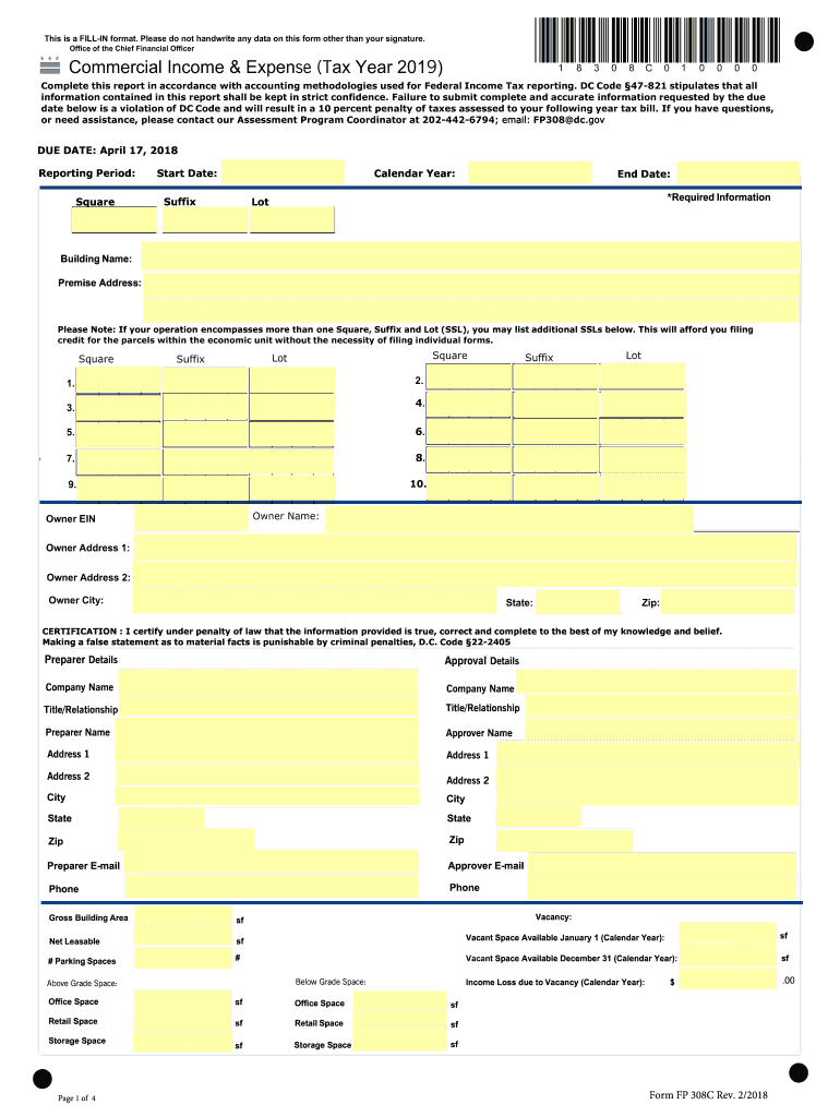 Dc Income And Expense Report 2019 2025 Form Fill Out And Sign 