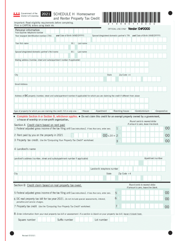 Dc Income Tax 2021 2025 Form Fill Out And Sign Printable PDF Template 