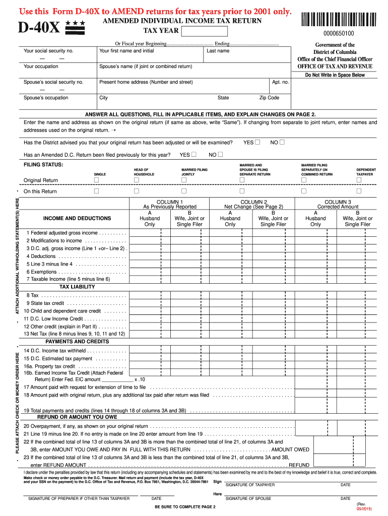 Dc Income Tax Fill Out Sign Online DocHub