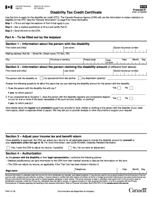 Disability Tax Credit Form T2201 Fill Out And Sign Printable PDF 