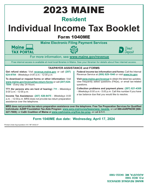 Download Instructions For Form 1040ME Maine Individual Income Tax PDF 