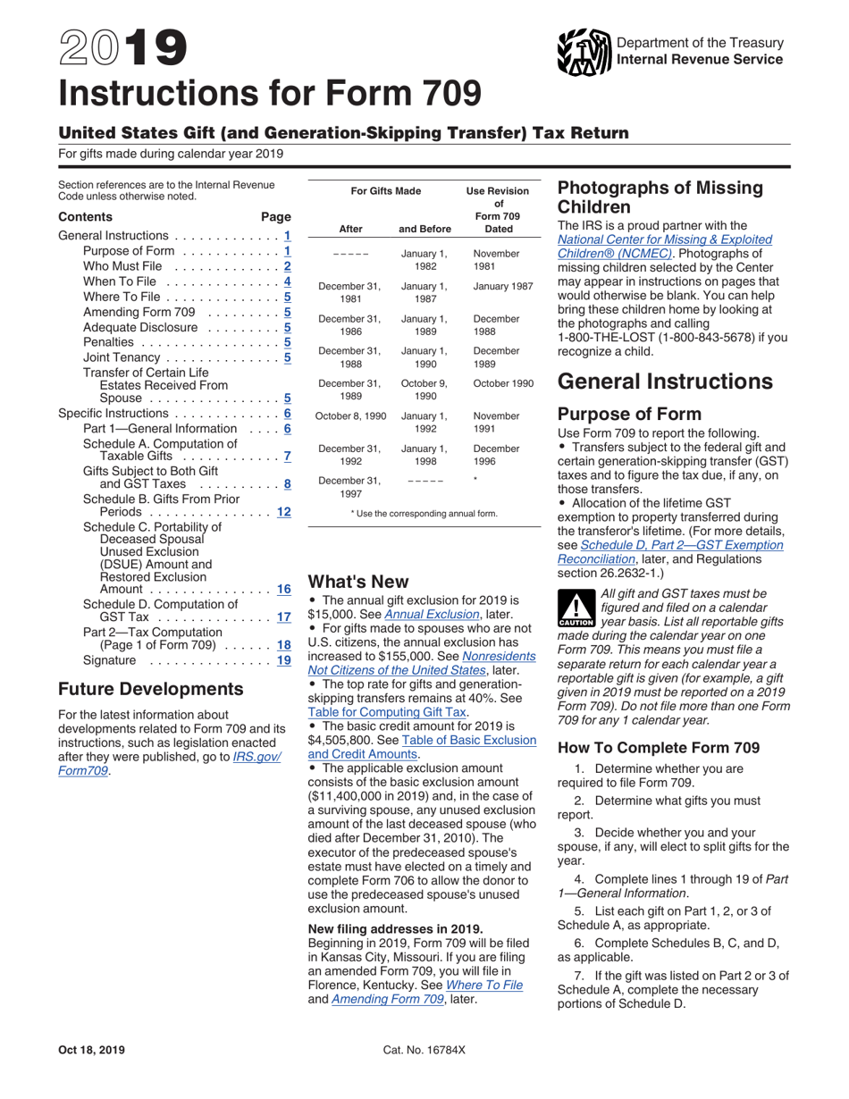 Download Instructions For IRS Form 709 United States Gift And 