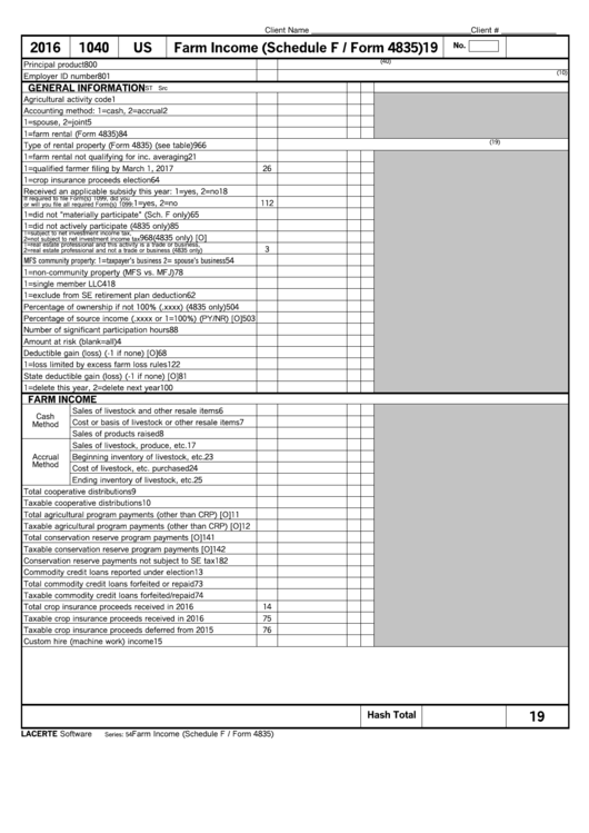 Farm Income Schedule F form 4835 Printable Pdf Download