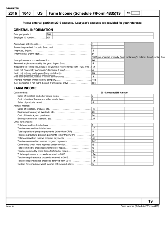 Farm Income Schedule F Form 4835 Printable Pdf Download