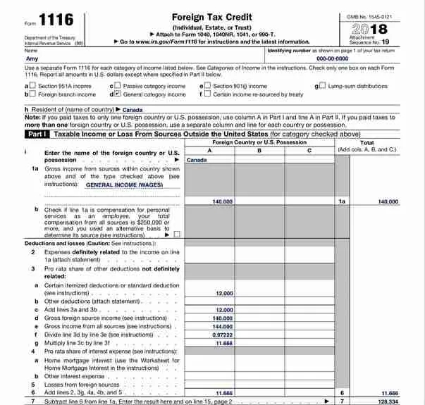 Filing Form 1116 Foreign Tax Credit With Examples TaxConnections