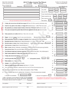 Fillable 2010 Findlay Income Tax Return Form Printable Pdf Download