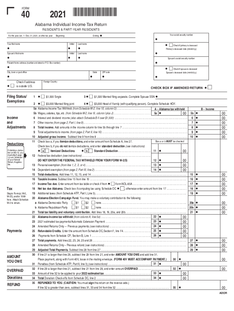 Fillable Alabama Form 40 Fill Out Sign Online DocHub