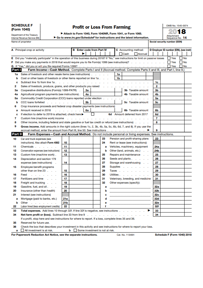 Fillable Form 1040 Schedule F 2018 Form Schedule Fillable Forms