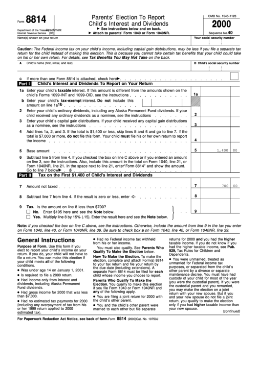 Fillable Form 8814 Parents 39 Election To Report Child 39 S Interest And Fillable Form 8814 Parents 39 Election To Report Child 39 S Interest And