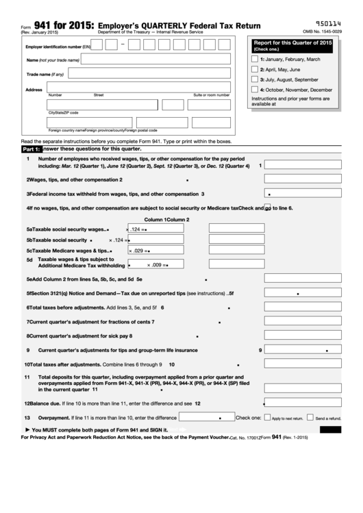 Fillable Form 941 Employer S Quarterly Federal Tax Printable Form 2022