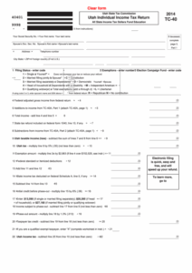 Fillable Form Tc 40 Utah Individual Income Tax Return Printable Pdf