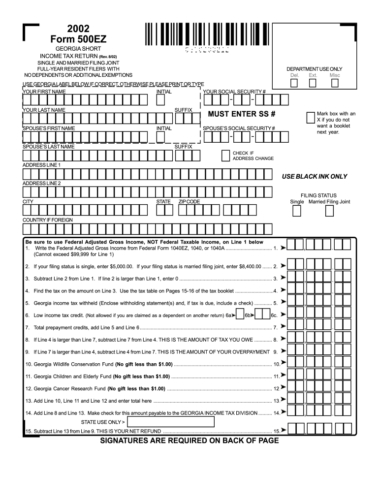 Fillable Georgia Form 500 Printable Forms Free Online