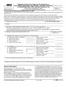 Fillable Irs Form 4852 Printable Forms Free Online