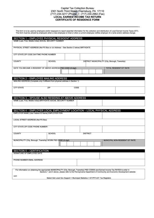 Fillable Local Earned Income Tax Form Pa Printable Forms Free Online