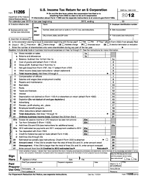Fillable Online 1120S U S Income Tax Return For An S Corporation Form 